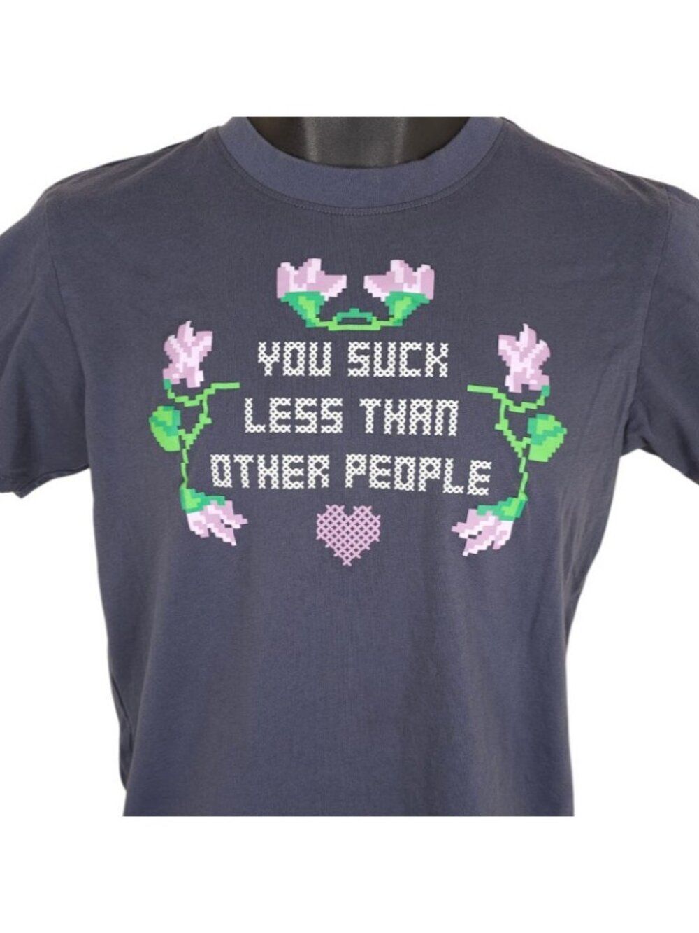You Suck Less Than Other People T Shirt Womens Size Small Purple Flowers Funny